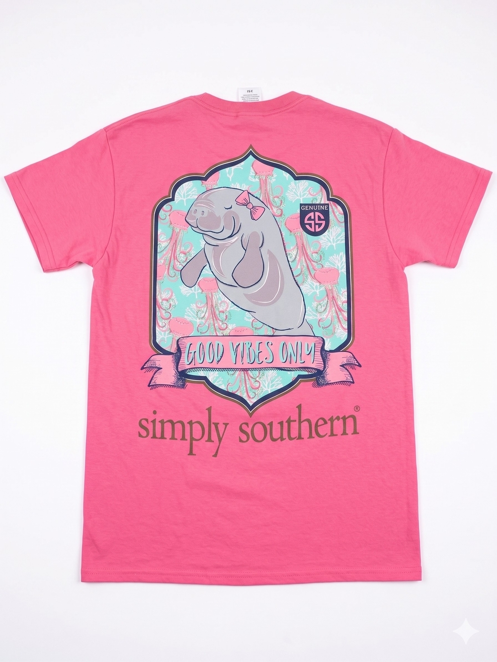 Simply Southern Hot Pink Manatee 'Good Vibes Only' Tee